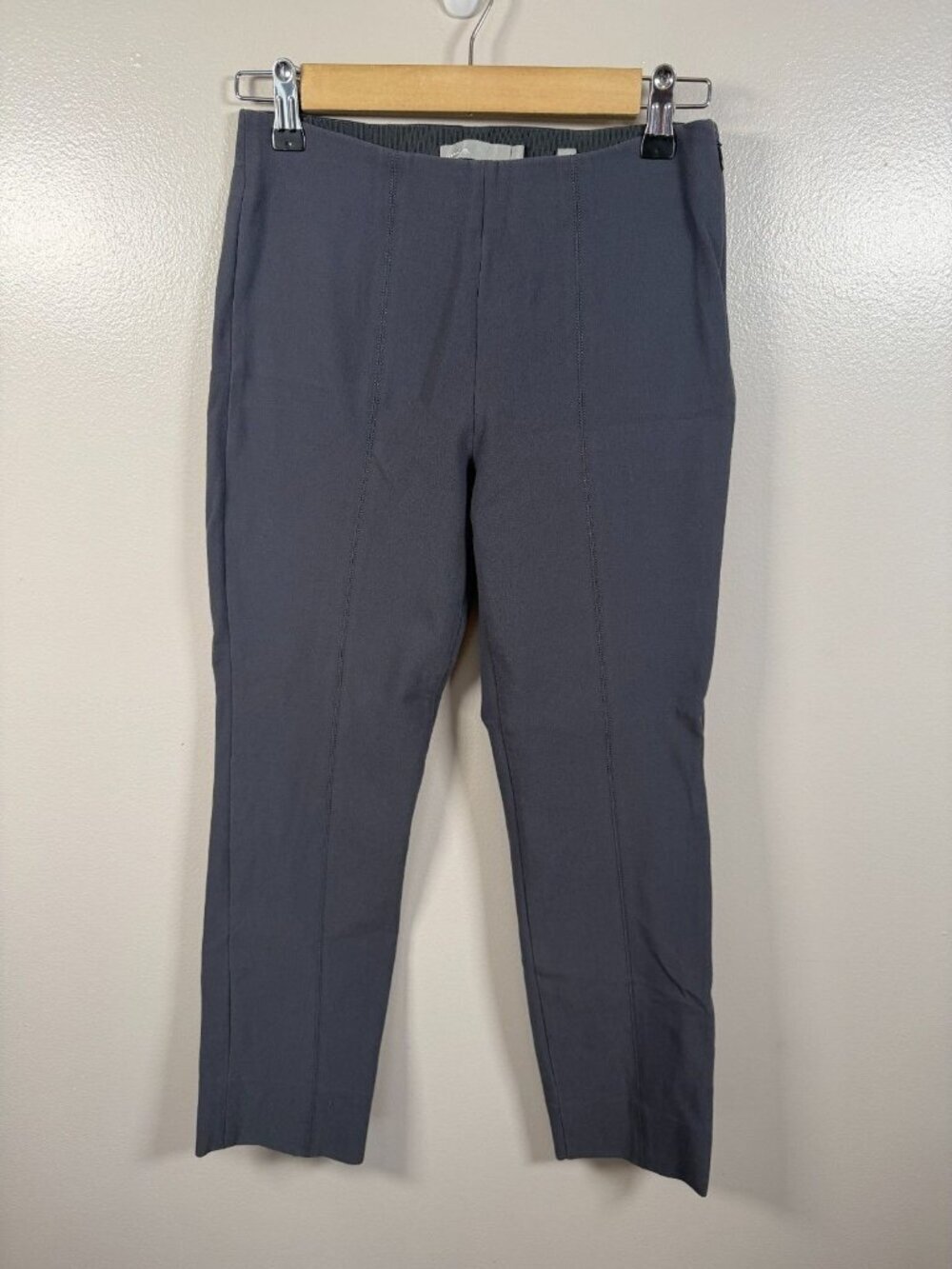 Vince Stitch Front Seam Leggings Pants Size XS Gray Side Zip Work Career Office